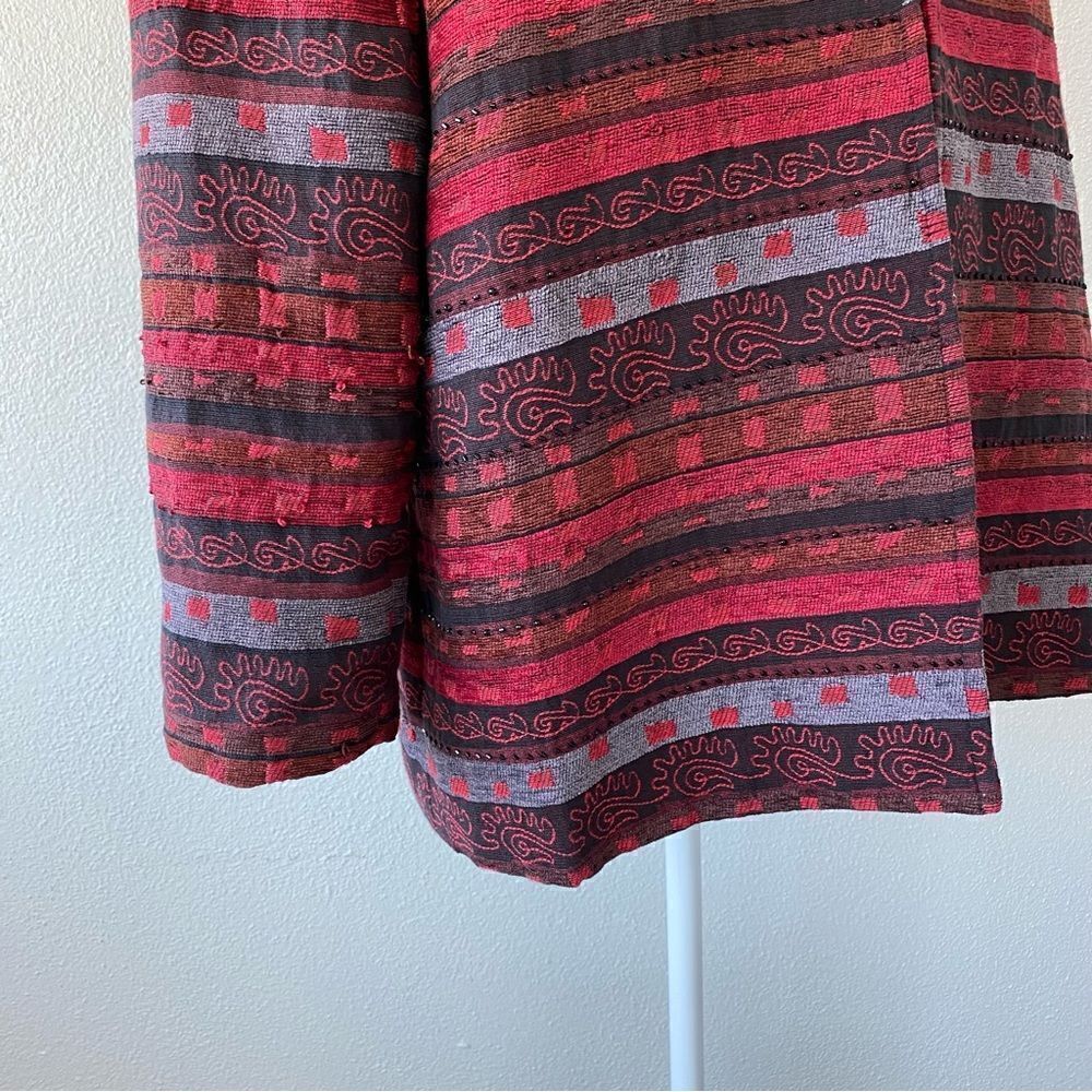 Alfred Dunner Aztec Pattern Jacket Red Beaded Open Front SZ 14 - Picture 12 of 14
